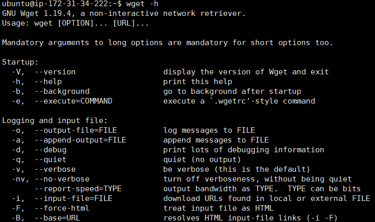 wget -h